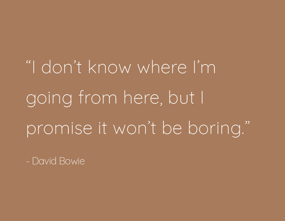 quote: 'I don't know where I'm going, but I primise it won't be boring.' - David Bowie